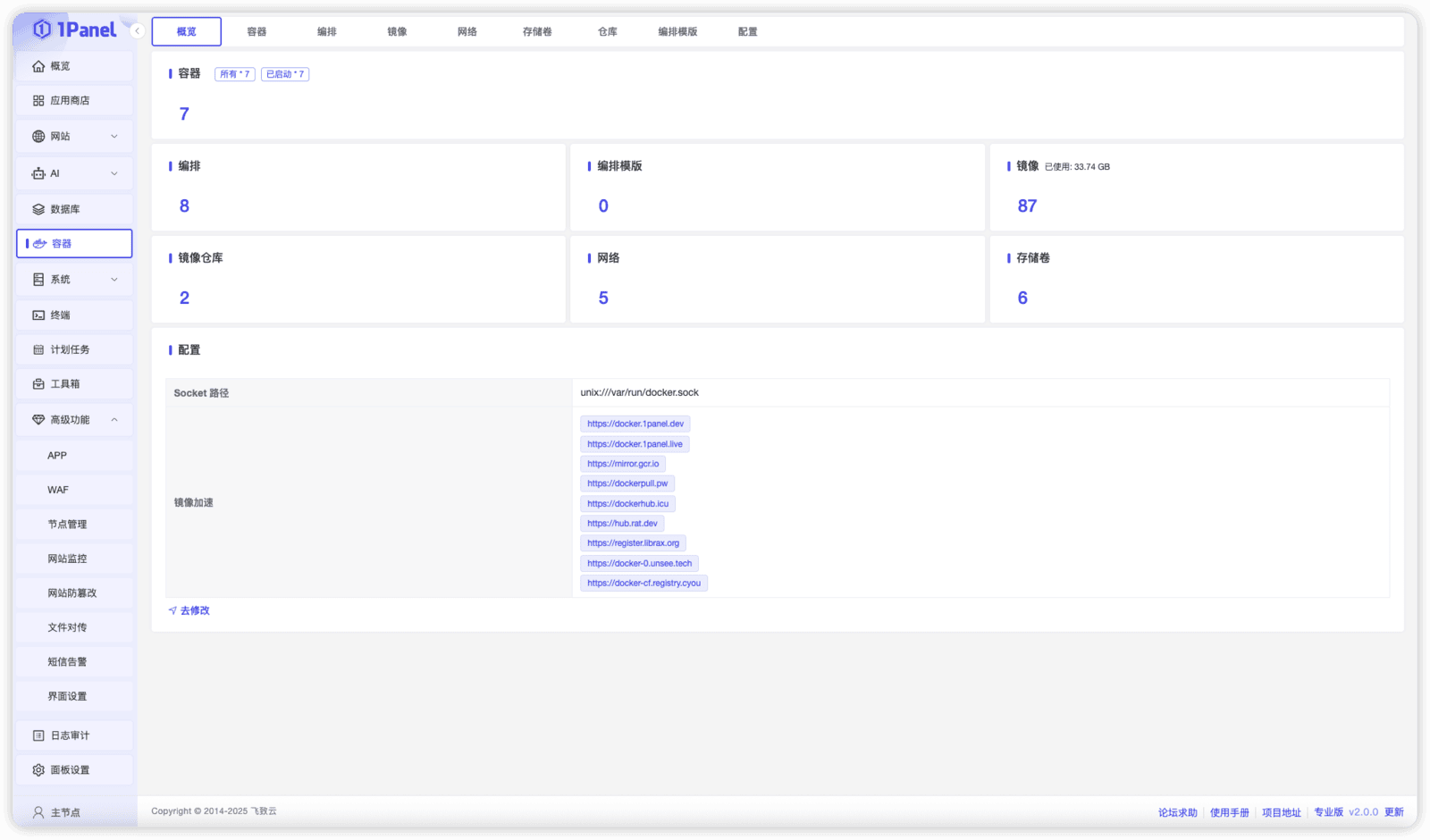 图4 1Panel V2网站管理操作界面