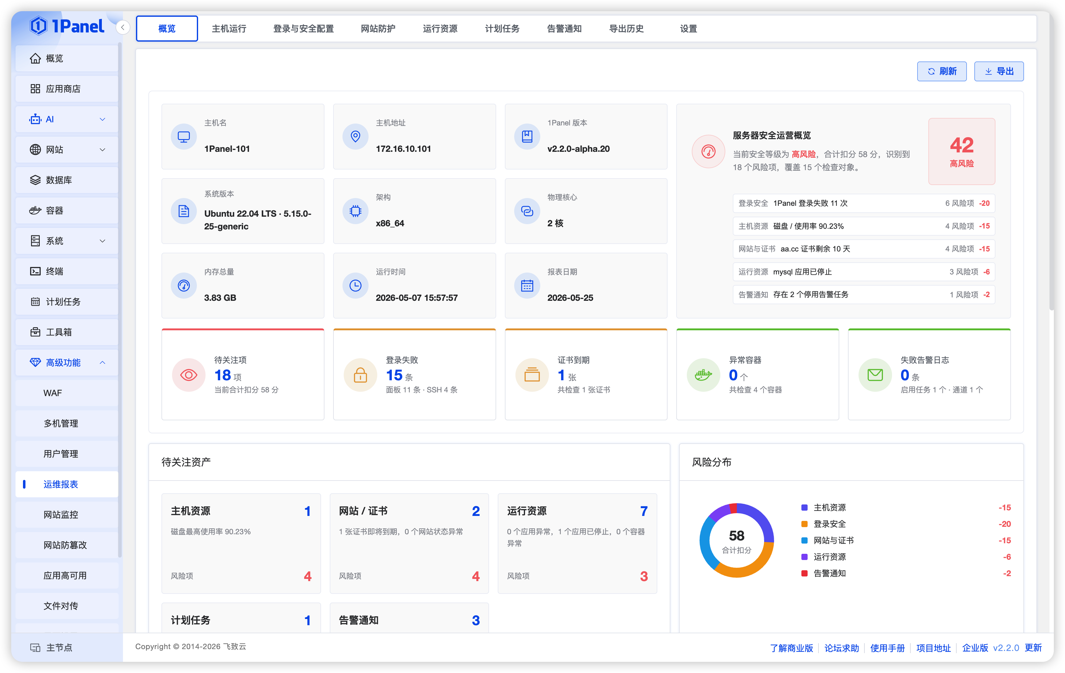 1Panel 安全运维报表功能介绍